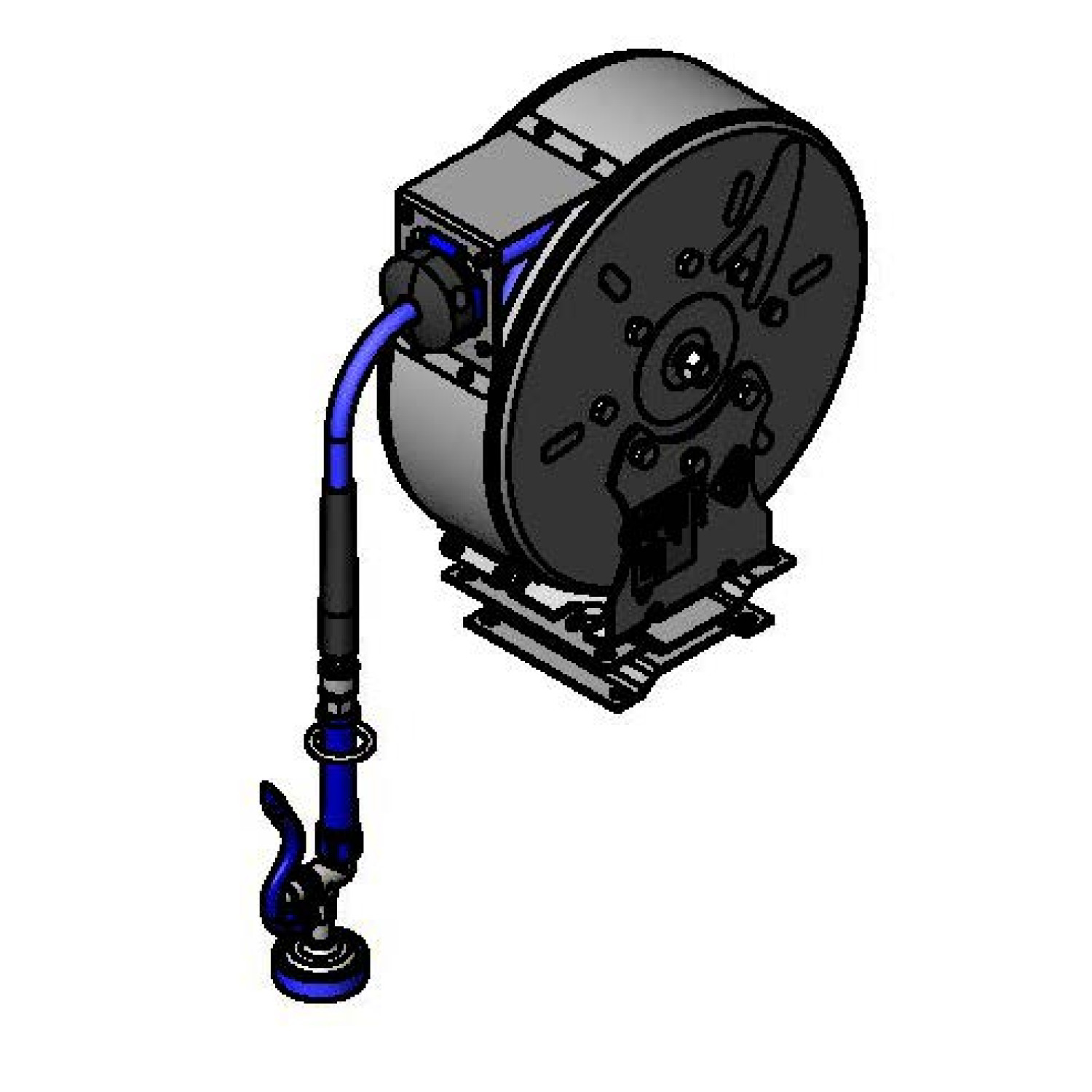 T&S Brass Hose Reel,Enclosed,Stainless Steel,30'Hose,3/8ID with Spray Valve